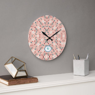 Elegant froral roze grote klok