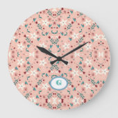 Elegant froral roze grote klok (Voorkant)