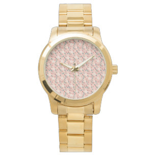Elegant froral roze patroon Home Horloge