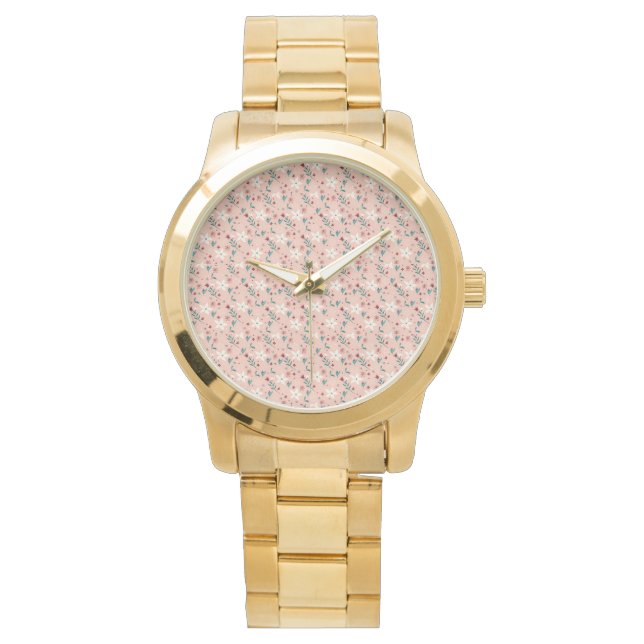 Elegant froral roze patroon Home Horloge (Voorkant)