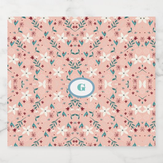 Elegant froral roze sparkling wijnetiket (Enkel label)