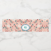 Elegant froral roze waterfles etiket (Enkel label)