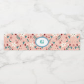 Elegant froral roze waterfles etiket (Enkel label)