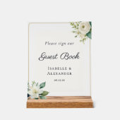Elegant Frosted Botanical Wedding Guest Book Acryl Bord (Voorkant)