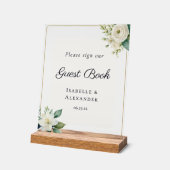 Elegant Frosted Botanical Wedding Guest Book Acryl Bord (Hoek)
