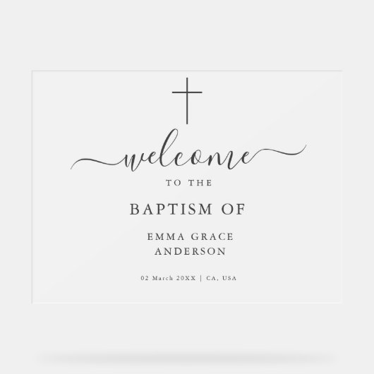 Elegant Frosted Doop Welkom Acryl Bord (Voorkant)