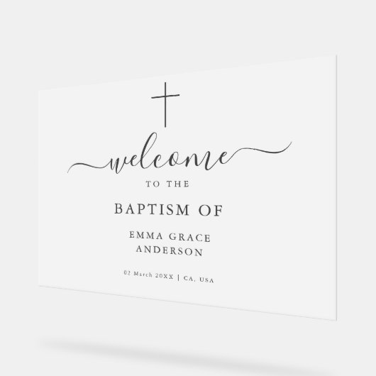 Elegant Frosted Doop Welkom Acryl Bord (Hoek)