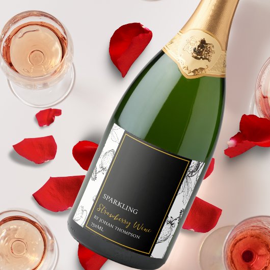 Elegant fruit mousserende aardbei wijn label sparkling wijnetiket