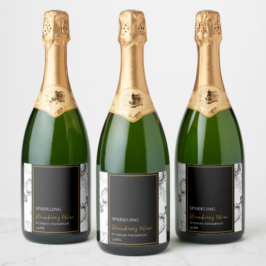 Elegant fruit mousserende aardbei wijn label sparkling wijnetiket (Flessen)