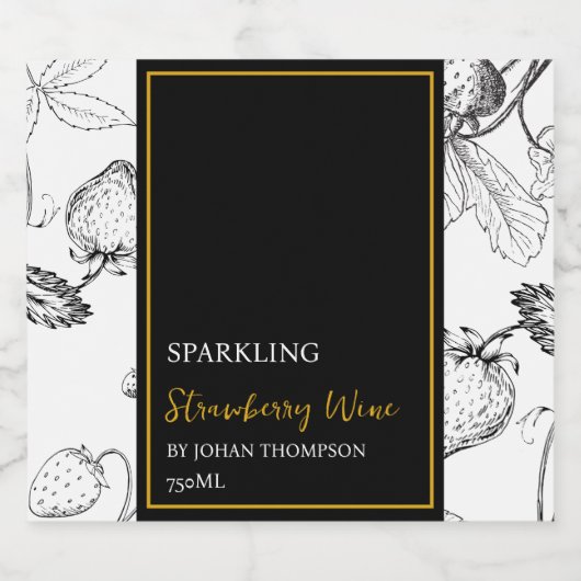 Elegant fruit mousserende aardbei wijn label sparkling wijnetiket (Enkel label)