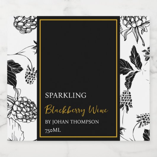 Elegant Fruit Mousserende BlackBerry Wijn Label Sparkling Wijnetiket (Enkel label)