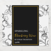 Elegant Fruit Mousserende Blueberry Wijn Zwart Lab Sparkling Wijnetiket (Enkel label)