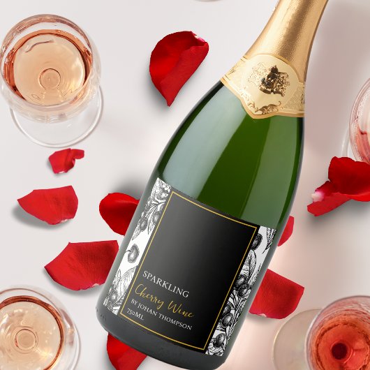 Elegant Fruit Mousserende Cherry Wijn Label Sparkling Wijnetiket