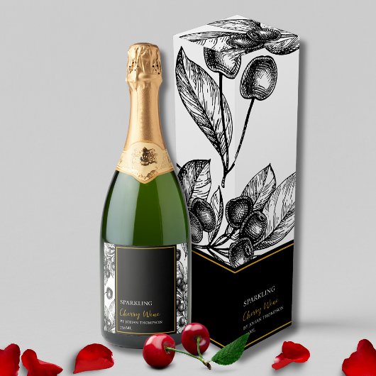 Elegant Fruit Mousserende Cherry Wijn Label Sparkling Wijnetiket