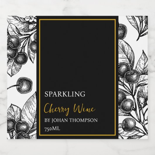 Elegant Fruit Mousserende Cherry Wijn Label Sparkling Wijnetiket (Enkel label)
