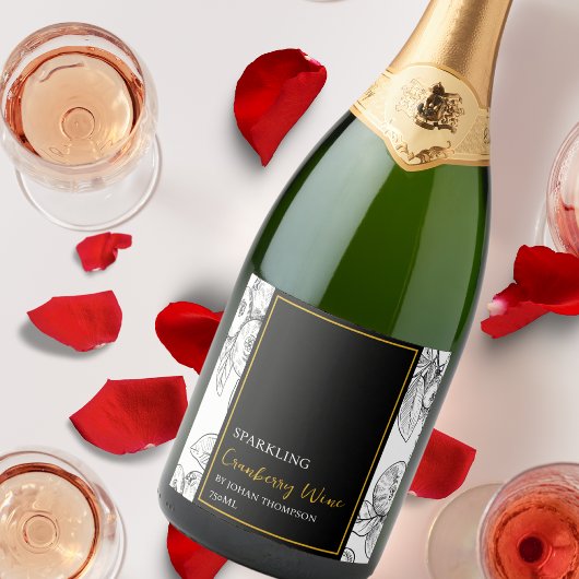 Elegant Fruit Mousserende Cranberry Wijn Zwart Lab Sparkling Wijnetiket