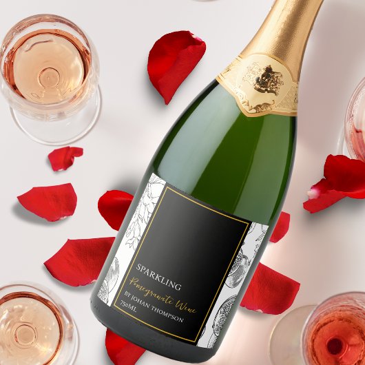 Elegant Fruit Mousserende Granaatappel Wijn Label Sparkling Wijnetiket