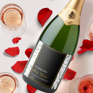 Elegant Fruit Mousserende Peer Wijn Zwart Label Sparkling Wijnetiket