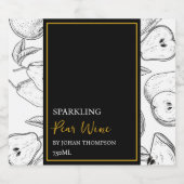 Elegant Fruit Mousserende Peer Wijn Zwart Label Sparkling Wijnetiket (Enkel label)