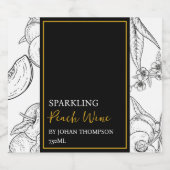 Elegant Fruit Mousserende Perzik Wijn Zwart Label Sparkling Wijnetiket (Enkel label)