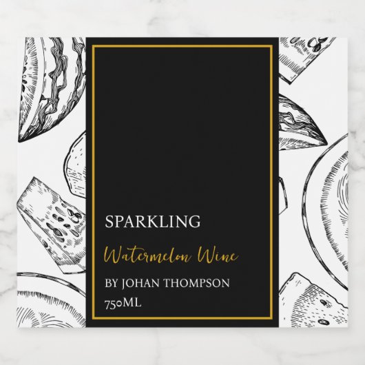 Elegant Fruit Mousserende Watermeloen Wijn Label Sparkling Wijnetiket (Enkel label)