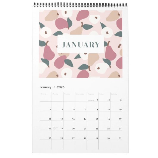 Elegant Fruity Patronen Kalender (Jan 2026)