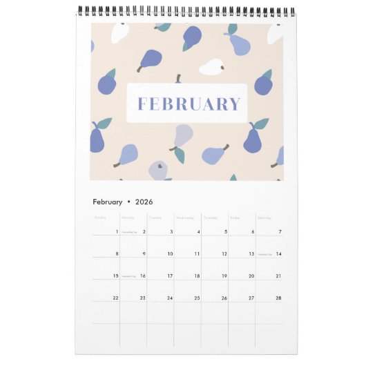 Elegant Fruity Patronen Kalender (Feb 2026)