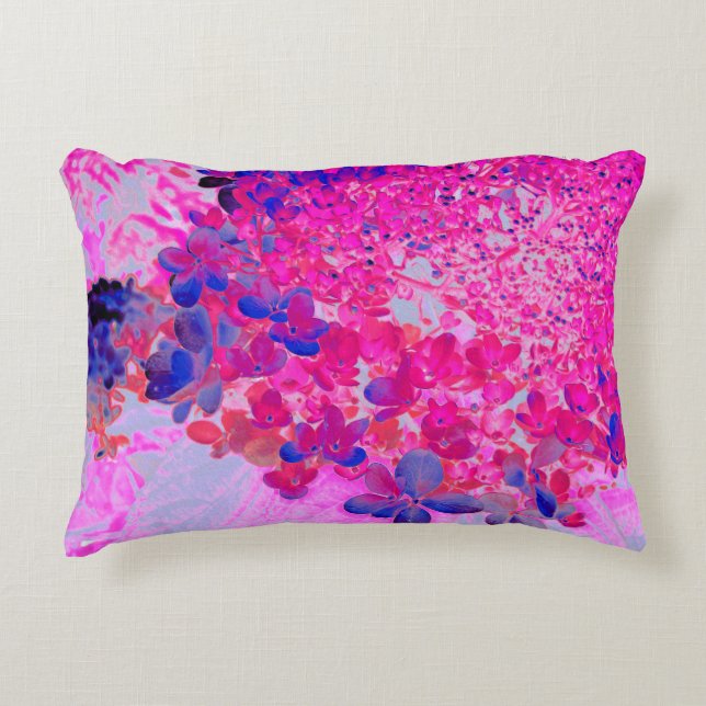 Elegant Fuchsia and Dark Blue Limited Hydrangea Accent Kussen (Voorkant)