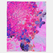 Elegant Fuchsia and Dark Blue Limited Hydrangea Fleece Deken (Voorkant)