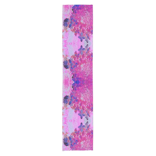 Elegant Fuchsia and Dark Blue Limited Hydrangea Korte Tafelloper (Voorkant)