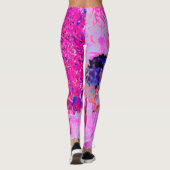 Elegant Fuchsia and Dark Blue Limited Hydrangea Leggings (Achterkant)