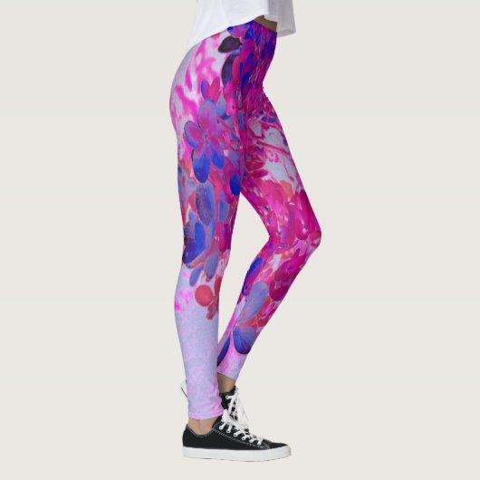 Elegant Fuchsia and Dark Blue Limited Hydrangea Leggings (Rechts)