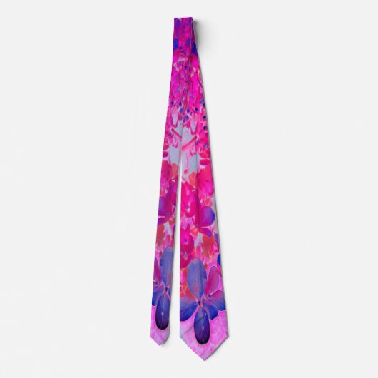 Elegant Fuchsia and Dark Blue Limited Hydrangea Stropdas (Achterkant)