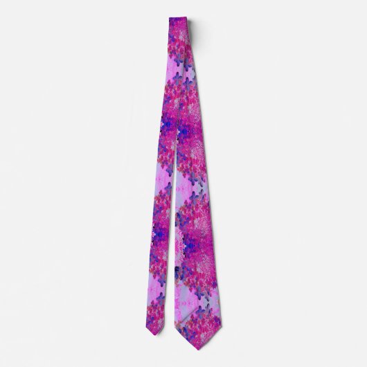 Elegant Fuchsia and Dark Blue Limited Hydrangea Stropdas (Achterkant)