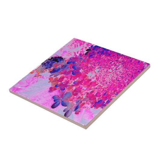 Elegant Fuchsia and Dark Blue Limited Hydrangea Tegeltje (Zijkant)