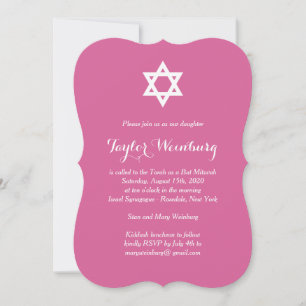 Elegant Fuchsia Bat Mitzvah Uitnodiging