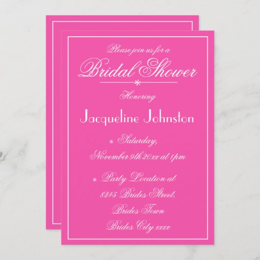 Elegant Fuchsia Custom Modern Chic Vrijgezellenfee Kaart (Voorkant / Achterkant)