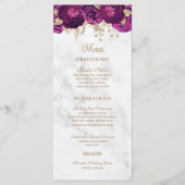 Elegant Fuchsia Floral Gold Marble Wedding Menu (Voorkant)