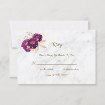 Elegant Fuchsia Floral Gold Marble Wedding