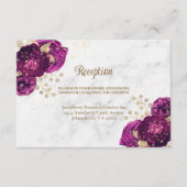 Elegant Fuchsia Floral Gold Wedding Informatiekaartje (Voorkant)