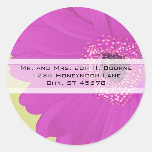 Elegant Fuchsia Gerber Daisy Wedding Stickers (Voorkant)