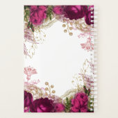 Elegant Fuchsia Gold Roos Floral Initiaal Planner (Achterkant)