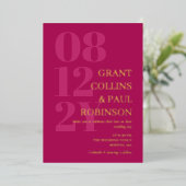 Elegant Fuchsia & Gold Typografie Folie Uitnodiging (Staand Voorkant)