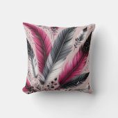 Elegant Fuchsia & Grijs Veer Kussen (Voorkant)