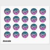 Elegant Fuchsia Hot Roze Blauwgroen Blauw Stickers (Vel)