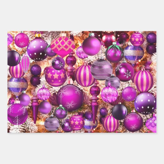 Elegant fuchsia Kerstsierans feestdagen Inpakpapier Vel (Voorkant)