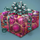 Elegant fuchsia Kerstsierans vakantie Wrapp Cadeaupapier