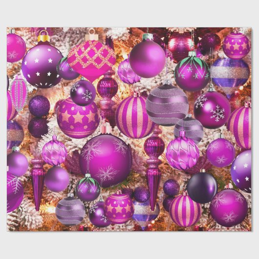 Elegant fuchsia Kerstsierans vakantie Wrapp Cadeaupapier (Vlak)