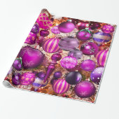 Elegant fuchsia Kerstsierans vakantie Wrapp Cadeaupapier (Uitgerold)