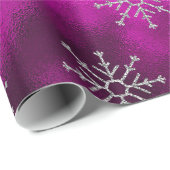 Elegant fuchsia Kerstsneeuwvlokken feestdagen Cadeaupapier (Rol Hoek)